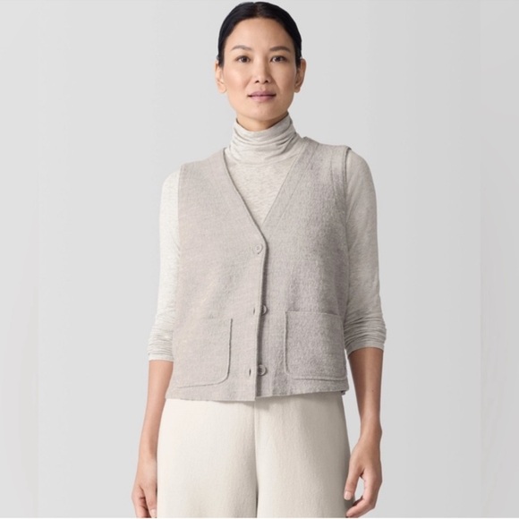 NWT Eileen Fisher Lightweight Boiled Wool Vest in Regenerative Wool - Picture 5 of 9